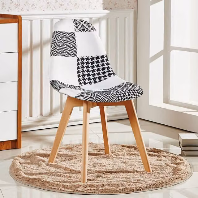 Life Interiors Set of 2 Chrono Patchwork Dining Chairs in Multicolour Abstract Fabric