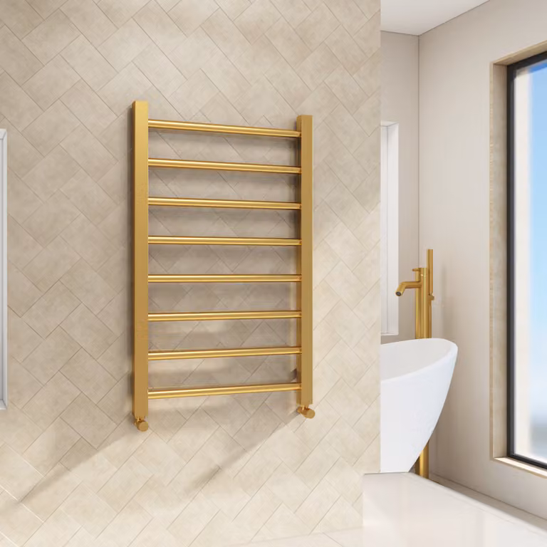 Royal Bathrooms Majestic Heated Towel Rail Straight Ladder, Brushed Brass, H: 80 cm, W: 50 cm