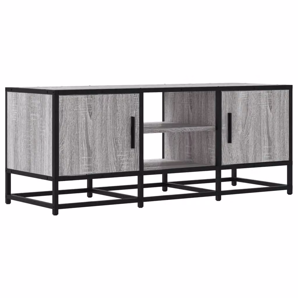 Berkfield Home Grey Sonoma TV Cabinet in Engineered Wood and Metal, W: 100 cm, D: 35 cm, H: 41 cm – 2