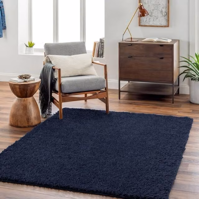 Livabliss Moda Shag Soft Plush Pile Living Room and Bedroom Rug in Dark Blue, W: 160 cm, L: 215 cm – 1