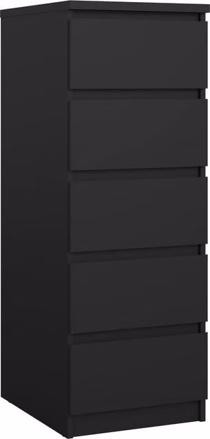Furniture To Go Naia Narrow Chest of 5 Drawers in Black Matt
