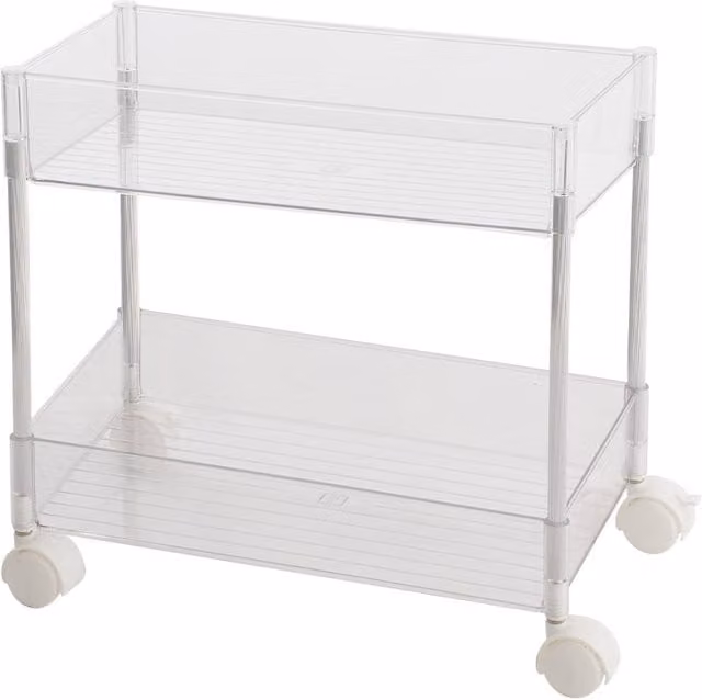 Living and Home 3-Tier Transparent Rolling Storage Cart in Clear