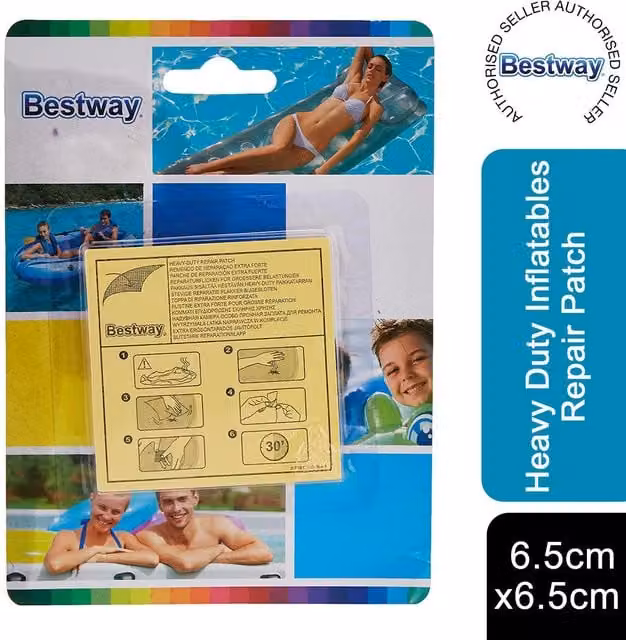 Bestway Heavy Duty Self-Adhesive Repair Patches for Inflatables, White, 6.5 x 6.5 cm