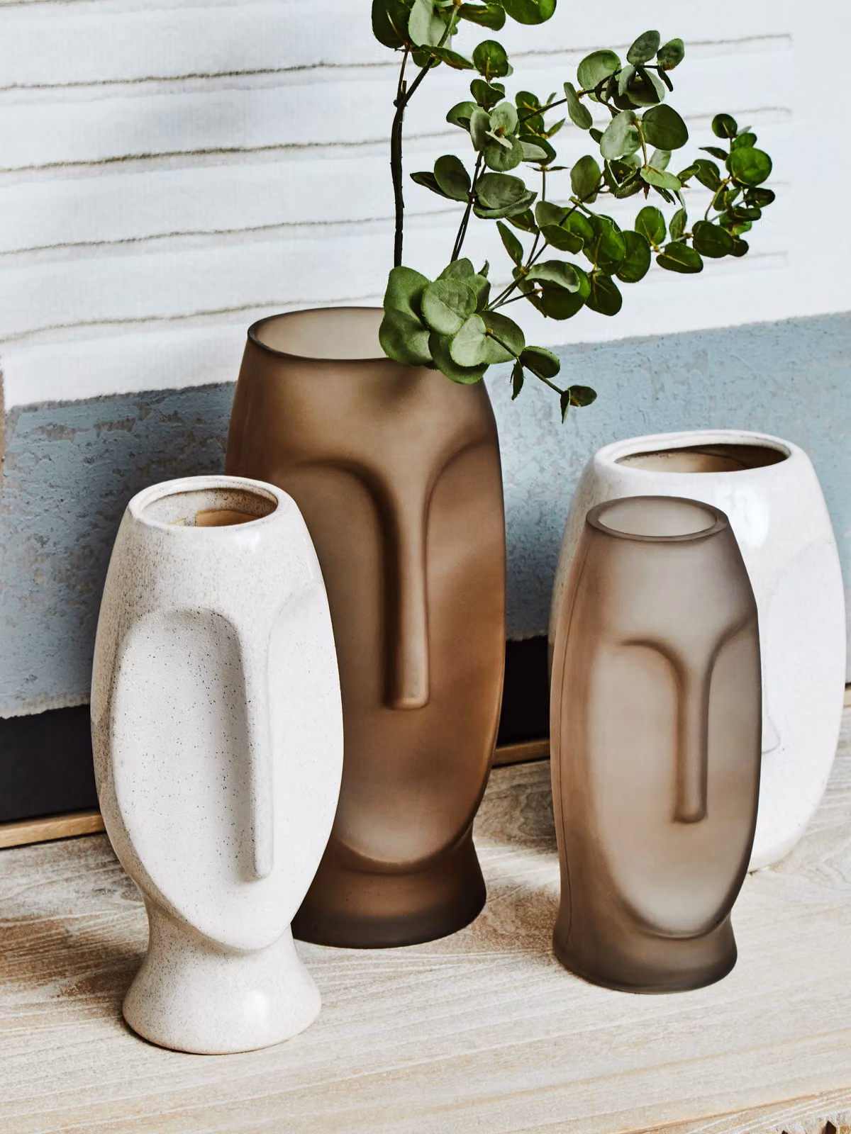 Orsina Handcrafted White Stoneware Face Large Freestanding Vase – 3