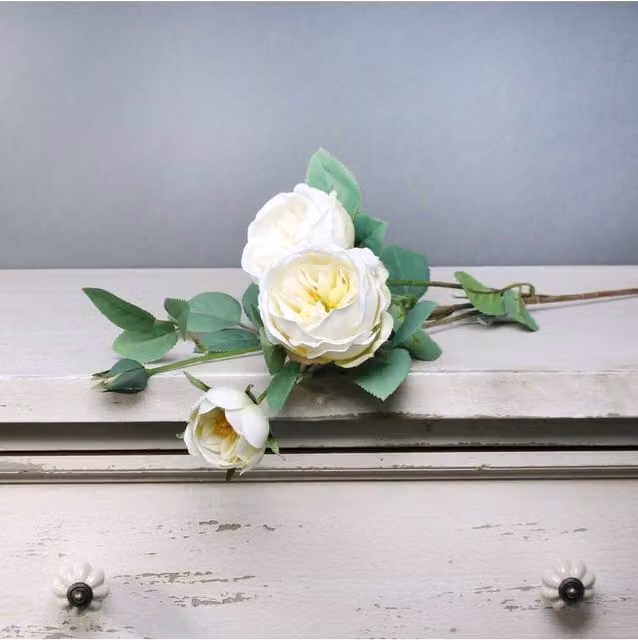 KDMD Tintagel Vintage English Rose Spray in White, 2 Pack – 1