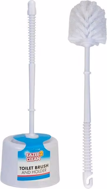 VFM e-Store White Plastic Toilet Brush and Holder, Height: 35 cm, Width: 10 cm, Depth: 10 cm – 1