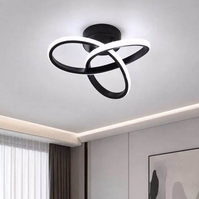 Goeco Modern Flower Design LED Ceiling Light in Black, 6500K Cool White