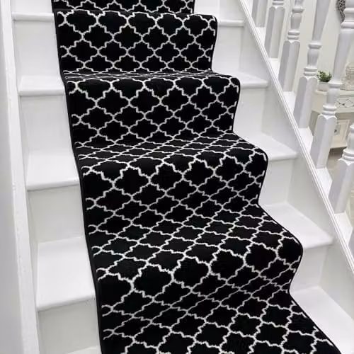 runrug Avanti Stair Runner Carpet in Black, W: 60 cm, L: 510 cm – 1