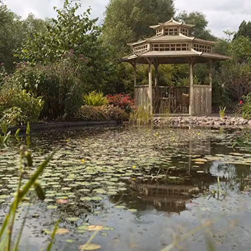 Rowlinsons Oriental Pagoda Garden Structure in Brown, W: 402.5 cm, D: 329 cm, H: 332 cm – 2