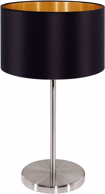 Loops Table Lamp in Black and Gold with Fabric Shade and Steel Base, E27 1x60W – 1