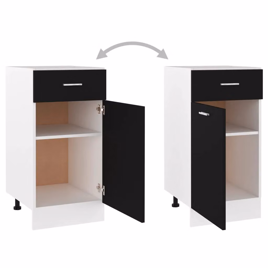 Berkfield Home Black Matt Kitchen Base Unit with Internal Drawers and Shelves, W/D/H: 40 x 46 x 81.5 cm – 4
