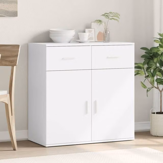 Berkfield Home White Modern Sideboard in Matt Engineered Wood W/D/H: 79 x 38 x 80 cm – 1