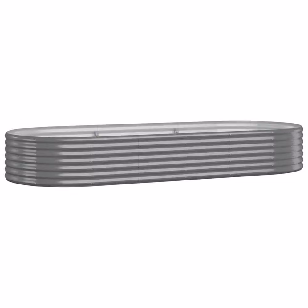 Berkfield Home Garden Grey Powder-coated Steel Raised Bed, W: 249 cm, D: 100 cm, H: 36 cm – 2