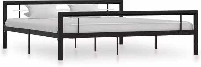 Berkfield Home Super King Metal Bed Frame in Black and White, W/D/H: 180 x 200 cm