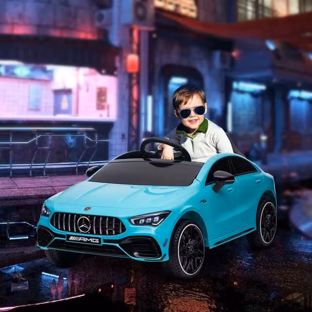 AIYAPLAY Mercedes-AMG CLA 45 Licensed 12V Electric Ride on Car with Light and Sound, Blue