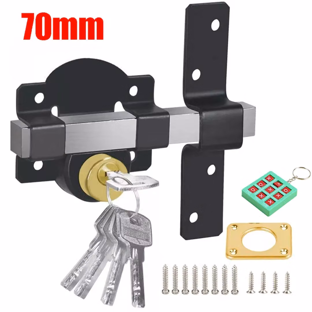 SPETLEK Black Stainless Steel Security Garden Shed Gate Lock with 70mm Long Throw Double Locking Mechanism – 2