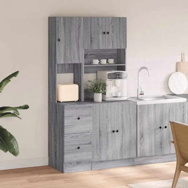 Berkfield Home Grey Sonoma Kitchen Cabinet in Engineered Wood W/D/H: 95 x 50 x 180 cm