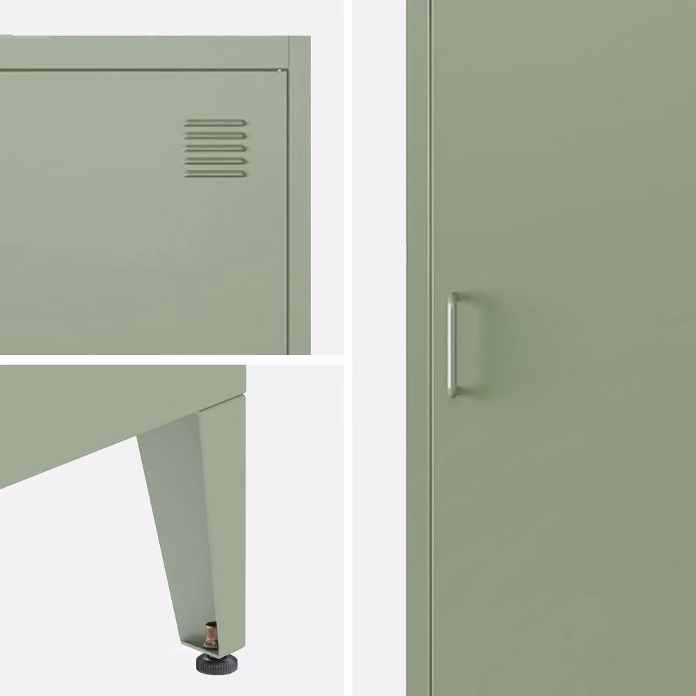 sweeek Industrial Metal Storage Cabinet with 4 Compartments and Hinged Doors, Light Green, H 180 x W 38 x D 38 cm – 3