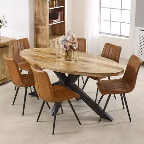 Adorable Lifestyle Surrey Oval Dining Table, 6-8 Seater, Brown Solid Mango Wood and Metal, W: 180 cm, D: 90 cm, H: 76 cm – 4