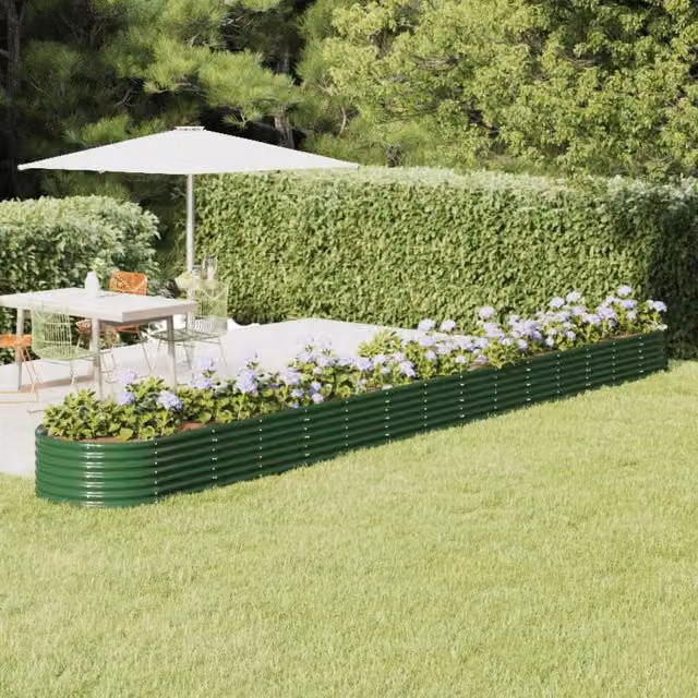 Berkfield Home Garden Powder-coated Steel Raised Bed, Green, W: 620 cm, D: 80 cm, H: 36 cm