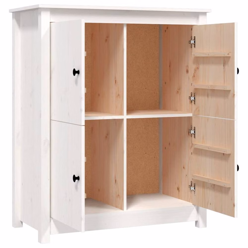Berkfield Home White Rustic Solid Wood Pine Sideboard W/D/H: 83 x 41.5 x 100 cm – 3