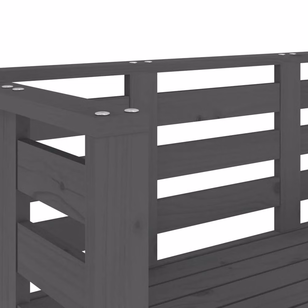 Berkfield Home Rustic Grey Solid Pine Garden Bench W/D/H: 111.5 x 53 x 71 cm – 6