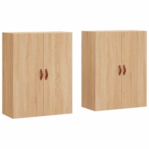 vidaXL Set of 2 Modern Wall Mounted Storage Cabinets in Sonoma Oak