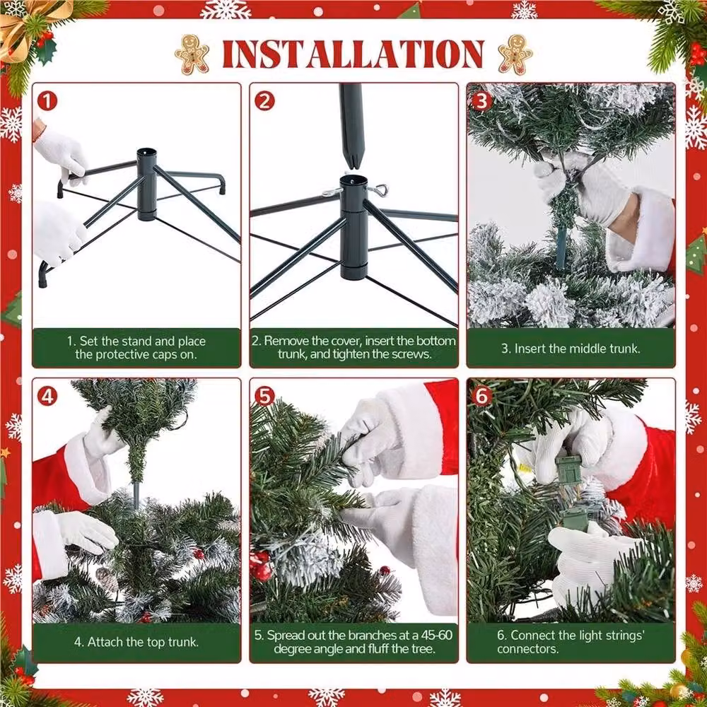 Kelvenix 6ft Classic Artificial Christmas Tree with 350 Warm White and Multicolour LED Lights – 6
