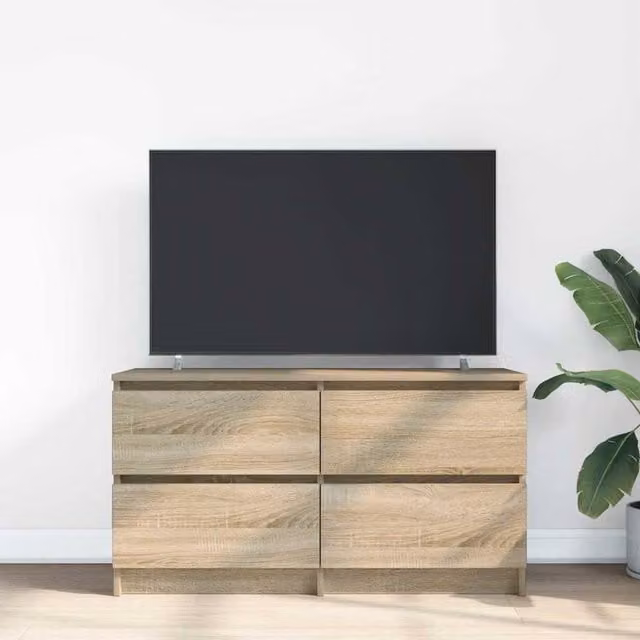 Berkfield Home Modern TV Cabinet in Sonoma Oak and Beige, W/D/H: 100 x 35 x 54 cm