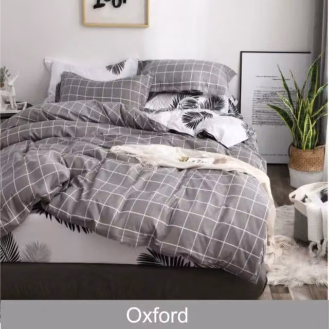 Ezysleep Checked Duvet Cover and Pillowcase Set in Silver and Grey, 135 cm