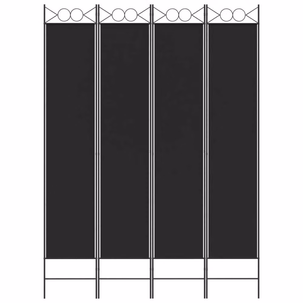 Berkfield Home 4-Panel Fabric Room Divider in Black, W/H: 160 x 220 cm – 3