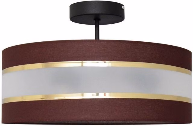 Netlighting Helam Helen Cylindrical Fabric Ceiling Light in Brown, Gold and Black, Diameter: 40 cm – 4