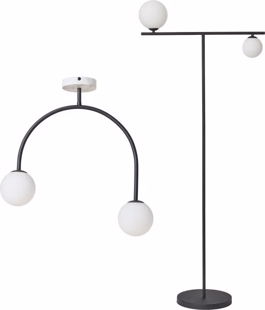 Litecraft Darl Modern Black Floor Lamp with Glass Spheres