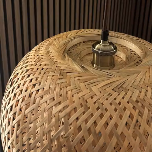 CGC Lighting Bronte Bamboo Hand Made Dome Lampshade in Beige and Brown, W: 40 cm, D: 38 cm, H: 20 cm – 4