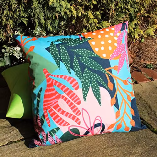 Riva Home Coralina Floral Outdoor Square Cushion, Multicolour, W/D/H: 43 x 43 x 43 cm – 3