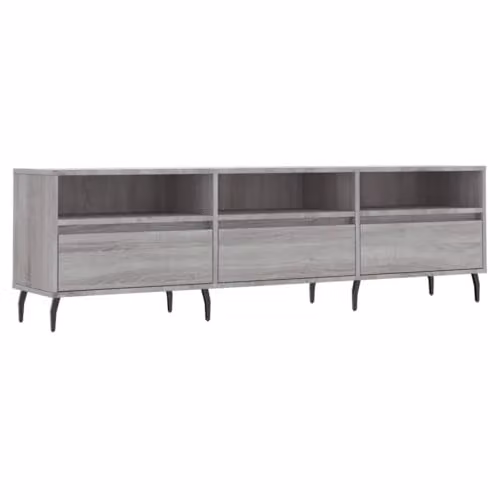 vidaXL Modern Grey Sonoma TV Cabinet in Engineered Wood W/D/H: 150 x 30 x 44.5 cm – 1