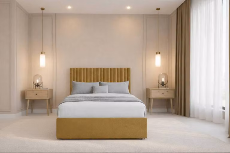 Nexus Mattresses Ltd Amalfi Plush Sprung Divan Set with 2 Drawers and 54 inch Headboard in Yellow Velvet, Size: Single (W/D/H: 90 x 200 cm)