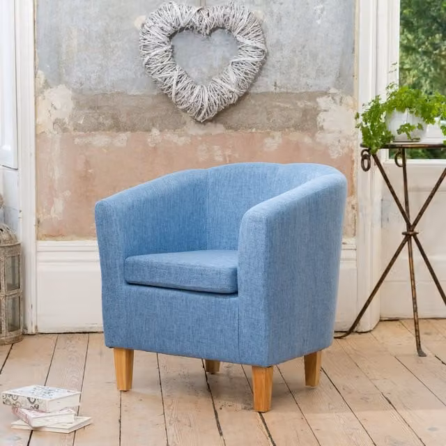 Artemis Home Alderwood Blue Fabric Tub Chair Armchair, Width: 68 cm