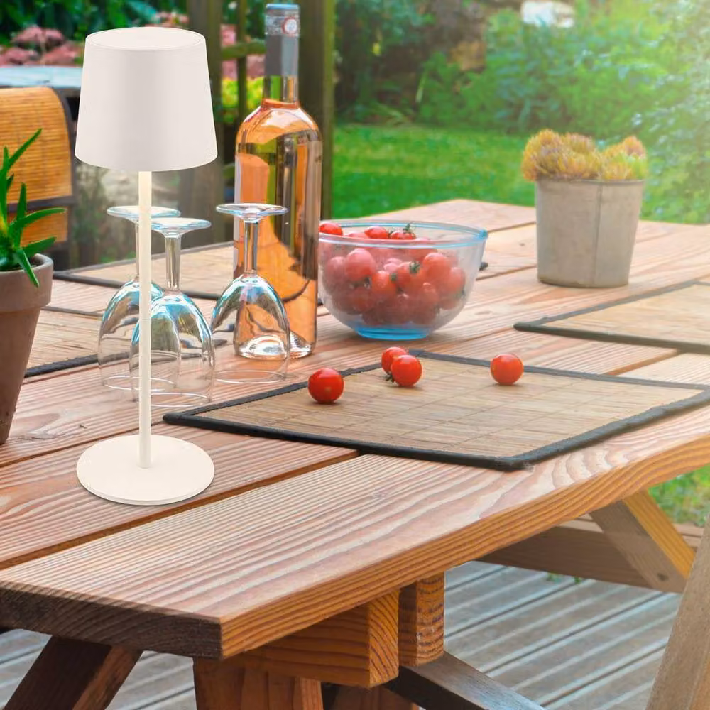 Briloner White Rechargeable LED Table Lamp with Dimmer and IP44 Rating, Height: 33 cm – 6