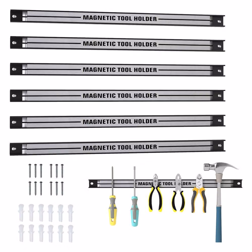 Costway Heavy-Duty Magnetic Tool Holder Wall-Mounted Steel Bar in Silver – 3