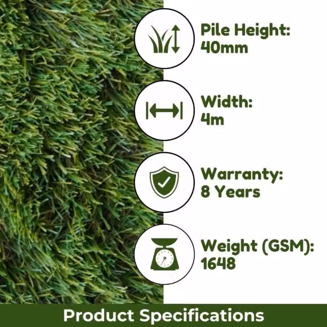 Artificial Grass GB Malaga 40mm Artificial Grass in Green, W: 200 cm, D: 100 cm – 2