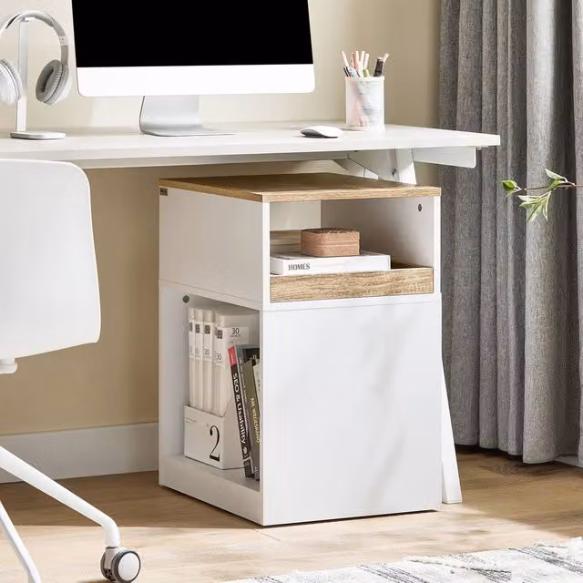 SoBuy Compact Office Storage Cabinet with Removable Drawer in White – 1