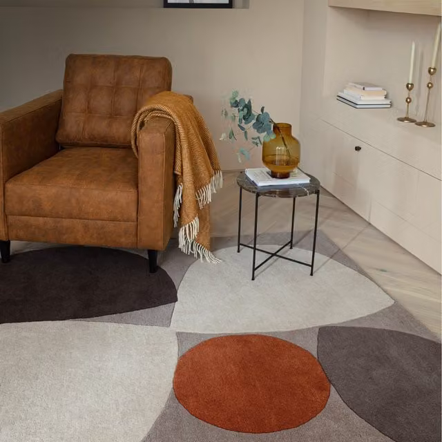 Furniturebox UK Jenson Grey Pebble Shapes Rug, Multicolour, W: 170 cm x D: 120 cm