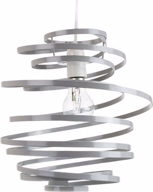 Happy Homewares Gloss Metal Double Ribbon Spiral Swirl Ceiling Light Pendant in Grey, W/D/H: 35.0 x 23.0 x 22.0 cm – 1