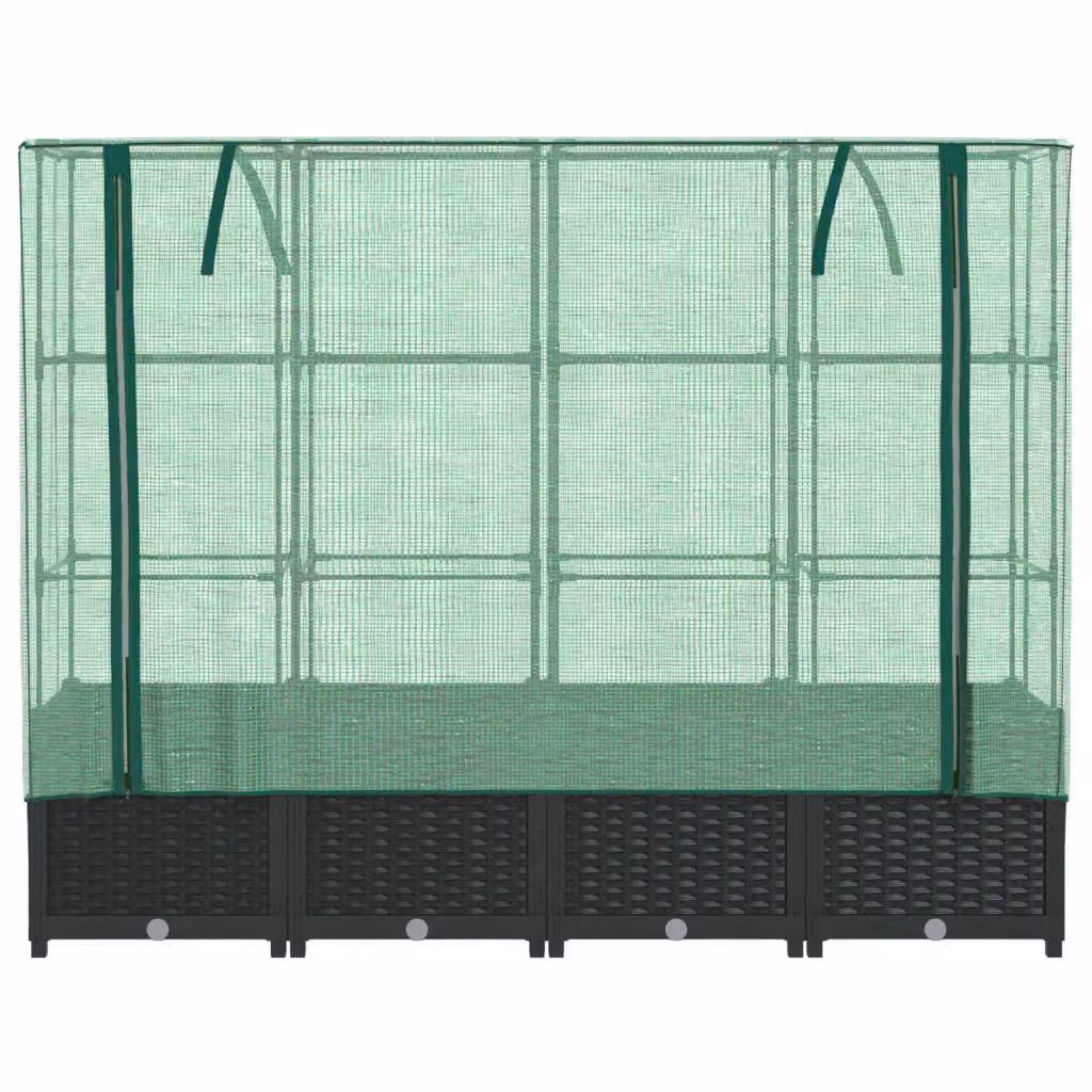 Berkfield Home Raised Bed with Greenhouse Cover in Black Rattan Look, W: 160 cm, D: 40 cm, H: 138 cm – 3