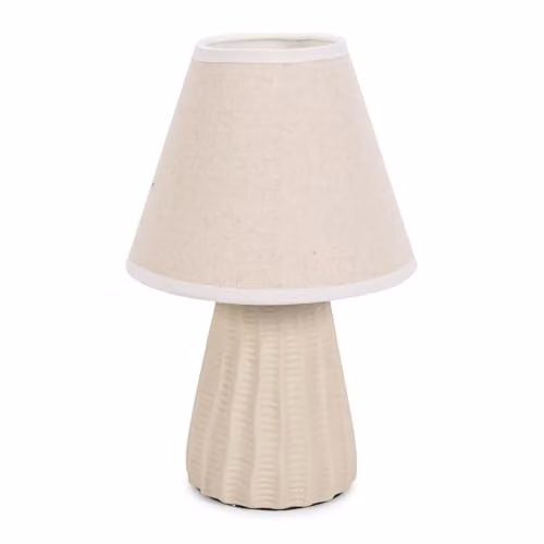 ValueLights Saskia Modern Ceramic Table Lamp with Beige Fabric Tapered Lampshade – 1