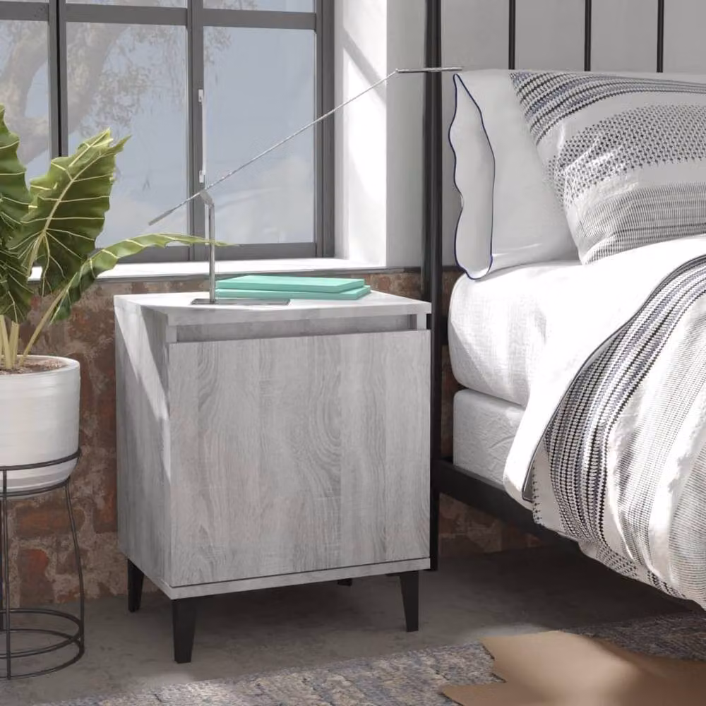 Berkfield Home Bed Cabinet with Metal Legs in Grey Sonoma, W: 40 cm, D: 30 cm, H: 50 cm – 2