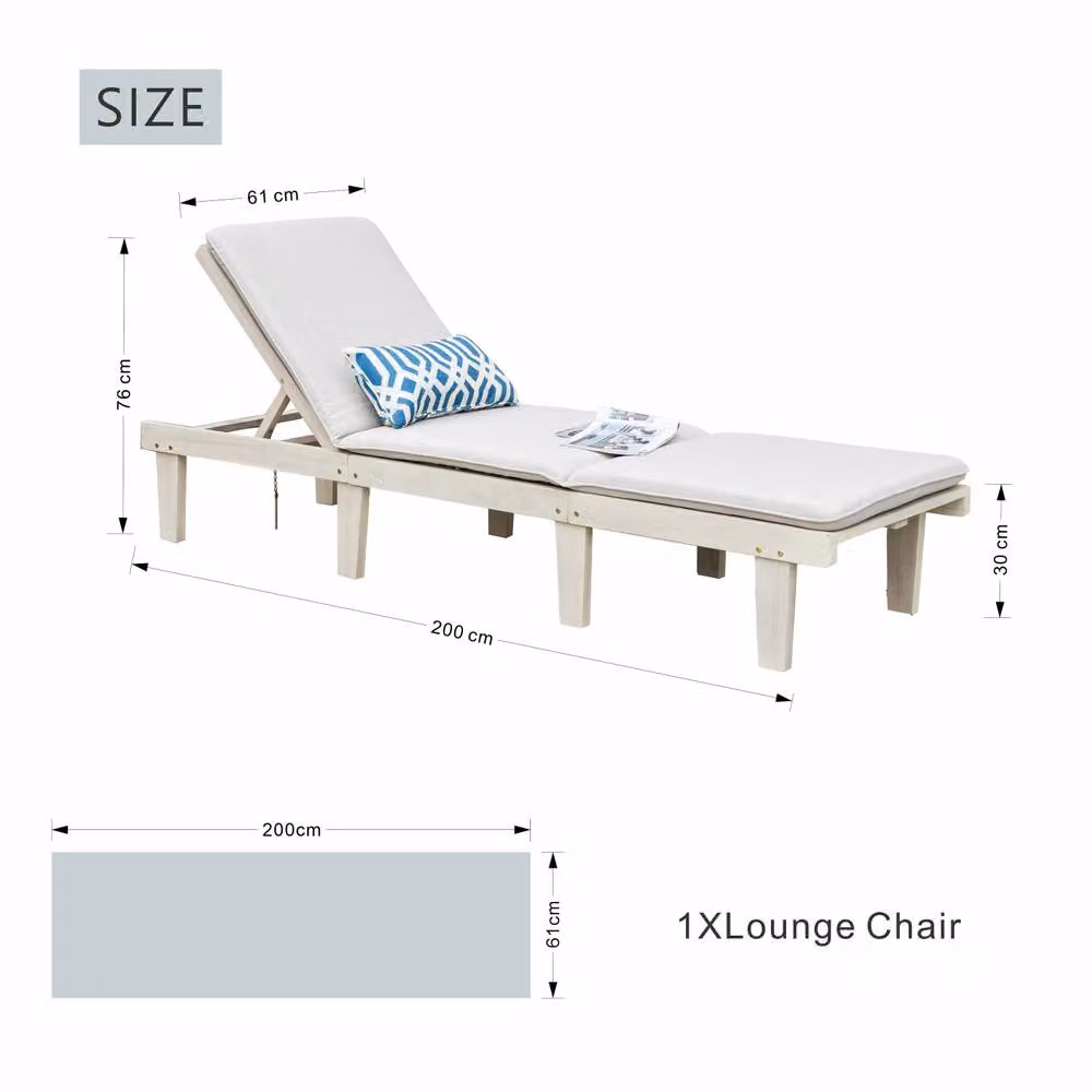 Direct Wicker 5-Position Adjustable Acacia Wood Garden Lounge with Cream Cushions – 2