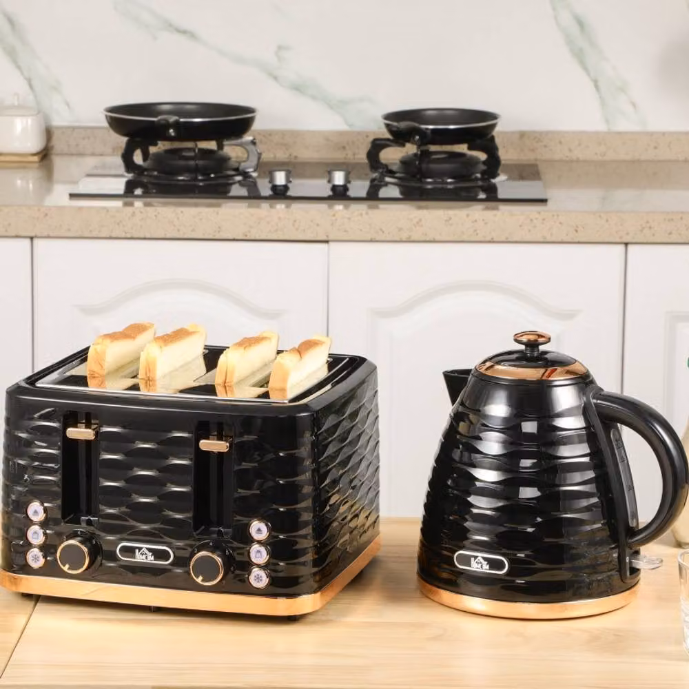 Rolipo Black Kettle and Toaster Set with 3000W Rapid Boil Kettle – 2