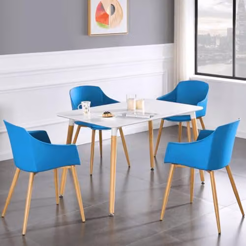 Life Interiors Halo Rectangular Dining Table in White with Oak Legs – 3